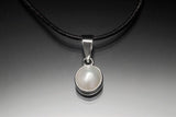 Silver Pearl Pendant, mens pearl necklace, Wedding and Bridal jewelry, June birthstone