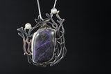 Unique Gemstone Necklace, Chrysocolla and pearl pendant, Chester Allen, original design