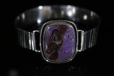 Big Silver Bracelet, Purple stone cuff, large men or womens bracelet handmade, one of a kind jewelry, matching necklace available