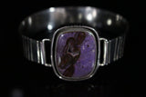 Handmade Silver Bangle Bracelet: Purple Gemstone Cuff, Unisex Jewelry
