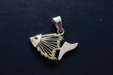 Silver Angel Fish Necklace: Two-Tone Skeleton Pendant
