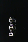 Silver DNA necklace, February Birthstone Amethyst, purple double helix pendant, science jewelry genetics biology medical gift for her