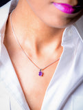 February Birthstone Purple amethyst Necklace, sterling silver handmade gift for her birthday gift unisex cool for Mothers Day gift