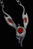 Silver Necklace Red Coral filigree work one of a kind Signature Chester Allen Art Series Our path Our struggle Gift for special someone