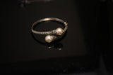 Handmade Pearl Bangle: Marcasite Sterling Silver Bracelet