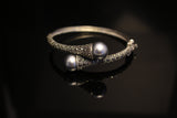 Gray Pearl Bangle Bracelet: Marcasite Sterling Silver Gift