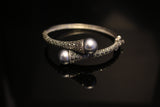 Gray Pearl bracelet with Marcasite set in sterling silver, Bangle gift for her, Mothers Day  gift for her