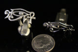 Silver Cufflinks: Egyptian Eye of Ra and Ankh Design, bass clef, music jewelry gift