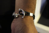 Mens Leather Anchor Bracelet: Sterling Silver Nautical Jewelry