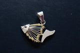 Fish Jewelry set Necklace and earrings silver skeleton fish great for lady angler two tone silver & Gold Fish Skeleton Bones