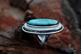 Turquoise and upcycled Ivory set in sterling silver Statement Ring