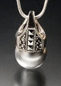 Pearl necklace with Marcasite  set in sterling silver, gray pearl Pendant, perfect for Mothers Day gift