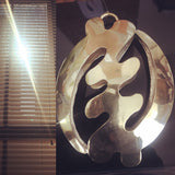 Gye Nyame art Metal Mobile art, double sided silver and gold adinkra art, Ghana symbol of God,Chester Allen handmade art