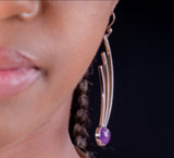 Silver amethyst modern elegant dangle earrings Moi Magazine