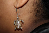 Two-Tone Silver & Gold Turtle Drop Earrings: World Turtle Day Jewelry