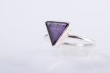 Purple sea glass ring, small triangle seaglass ring, sterling silver handmade beach tropical jewelry, pinky ring