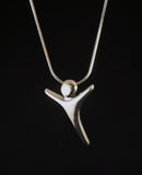 Silver Necklace, Divine yet human figure empty self spiritual buddhist hindu tai chi inspired unisex gift for yoga meditation
