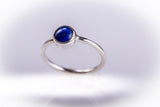 Sterling Silver lapis ring, round lapis lazuli December birthstone handmade dainty jewelry perfect as a pinky ring, Christmas gift