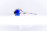 Sterling Silver lapis ring, round lapis lazuli December birthstone handmade dainty jewelry perfect as a pinky ring, Christmas gift
