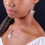 Two Tone Turtle Jewelry Set, Silver and Gold Necklace Earrings