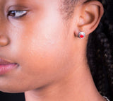 Red Coral Stud silver earrings
