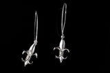 Sterling Silver Fleur de Lis Dangle Earrings: Louisiana Symbol Jewelry