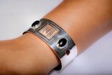 Silver cuff bracelet with onyx stones, handmade, one of a kind jewelry, unique mens bracelet
