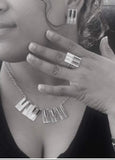Piano Jewelry Set: Sterling Silver Ring, Earrings, Necklace & Bangle
