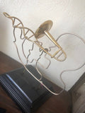Tabletop Trombone art sculpture, Musician with science inspired DNA instrument combo in New Orleans stye for handmade home or office gift