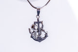 Anchor pendant with octopus,  sterling silver necklace, 8 legs no cares