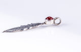 Bird Feather pendant, Carnelian necklace