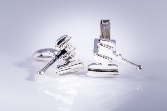 Gavel cuff links for judge, lawyers , law student gift Sterling silver handmade mallet accessories for auction, formal or office wear
