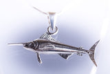 Marlin necklace, sterling silver, handmade nautical jewelry gift