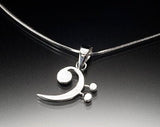 Sterling Silver Bass Clef Tie Tack - Musician Gift