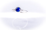 Sterling Silver lapis ring, round lapis lazuli December birthstone handmade dainty jewelry perfect as a pinky ring, Christmas gift
