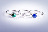 Sterling Silver lapis ring, round lapis lazuli December birthstone handmade dainty jewelry perfect as a pinky ring, Christmas gift