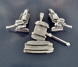 Gavel pendant for judge, lawyers gift, law student gift Sterling silver handmade mallet accessories for auction, formal or office wear