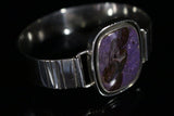 Handmade Silver Bangle Bracelet: Purple Gemstone Cuff, Unisex Jewelry