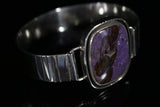 Big Silver Bracelet, Purple stone cuff, large men or womens bracelet handmade, one of a kind jewelry, matching necklace available