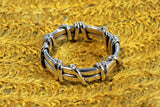 Handmade Sterling Silver Double Band Ring, Coil Wrapped Thumb Ring