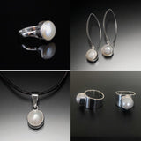 Sterling Silver Freshwater Pearl Earrings: Bezel Set Dangle