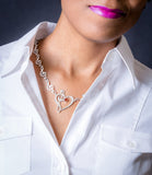 Sterling Silver Music Heart Necklace: Carnelian Stone, Chester Allen Design