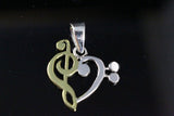 Sterling Silver Music Heart Necklace: Carnelian Stone, Chester Allen Design