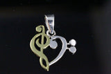 Music Heart Necklace Sterling silver with carnelian stone by New Orleans artist Chester Allen relationship jewelry art, Mothers Day Gift