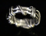 Handmade Sterling Silver Double Band Ring, Coil Wrapped Thumb Ring