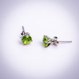 Peridot studs, Sterling silver, green Crystal stud earrings ,great for gift, August and September birthstone, , nice Fall color, jewelry