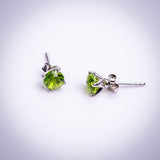 Peridot Sterling Silver Studs: Green Crystal Earrings, August Birthstone