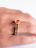 Stackable ring with Carnelian, Red orange round stone set in Sterling silver, Statement ring. handmade with cut out crosses.