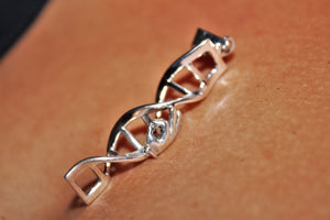 DNA pendant with OK symbol Double helix Chester Allen original sterling silver science and validation of self gift unisex