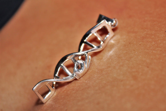 DNA pendant with OK symbol Double helix Chester Allen original sterling silver science and validation of self gift unisex